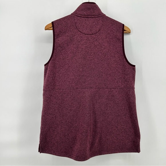 LL Bean Sweater Vest Fleece Full Zip Women's Large Berry Zip Pockets Logo - Picture 6 of 8